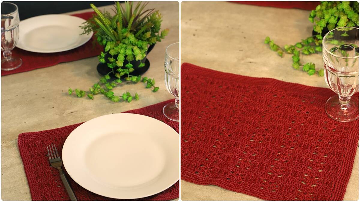 Jogo Americano em Crochê Marsala: Elegância que Sofistica!