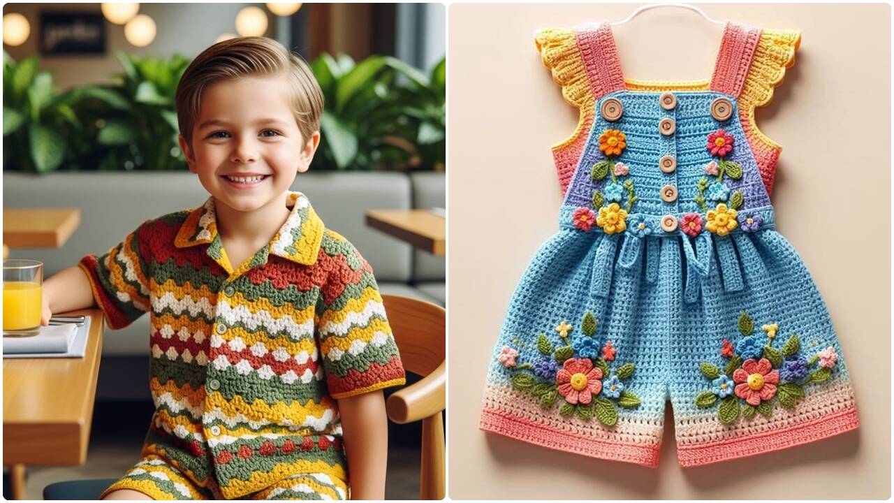Conjuntinhos para meninos e meninas de crochê infantil para fazer em casa