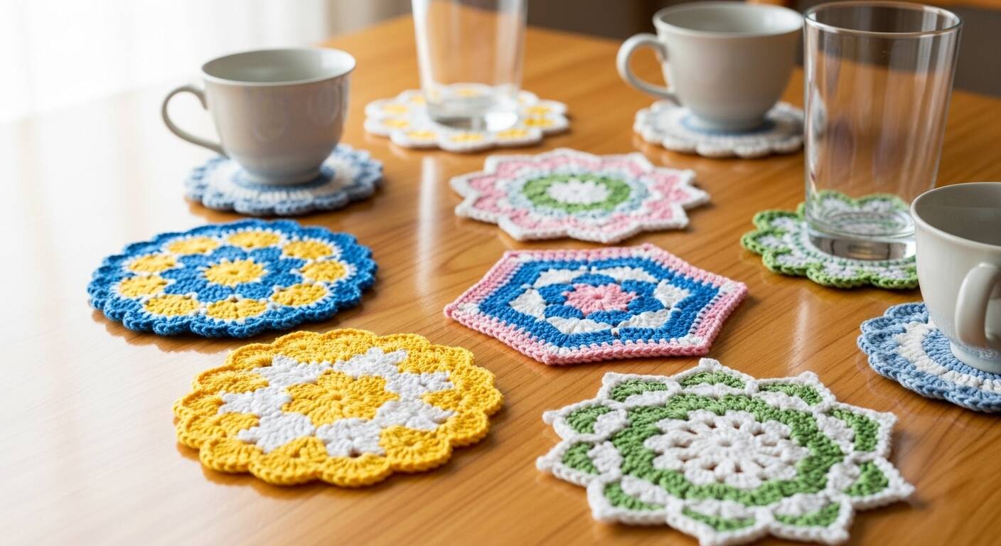 Veja e crie porta-copos de crochê com gráficos que adicionam charme na mesa!