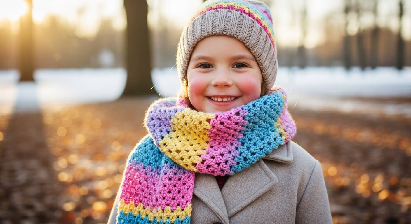 Cachecóis de crochê infantil fofos com gráficos simples para iniciantes!