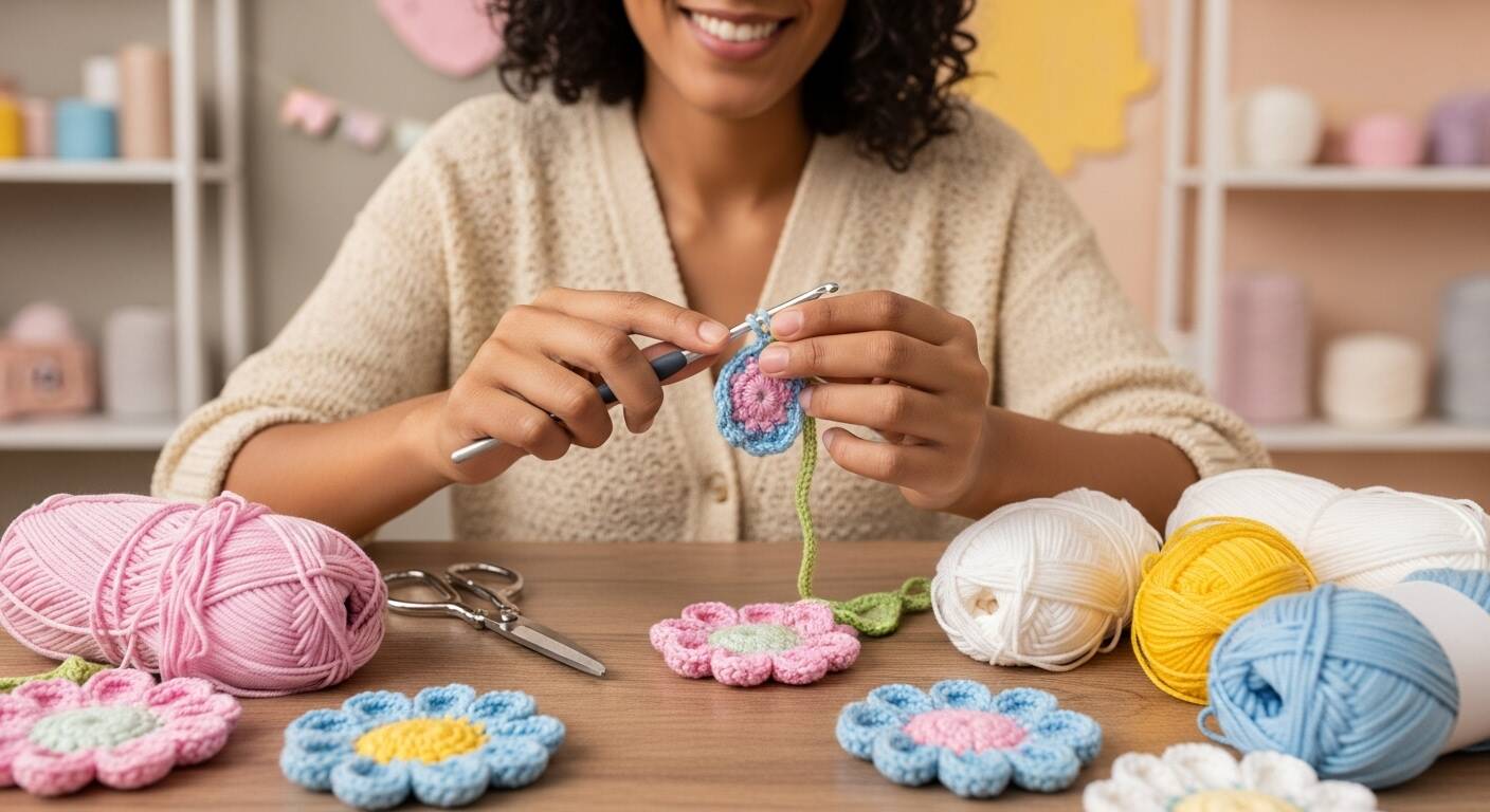 Flores de crochê com gráficos fáceis para iniciantes criarem peças lindas!