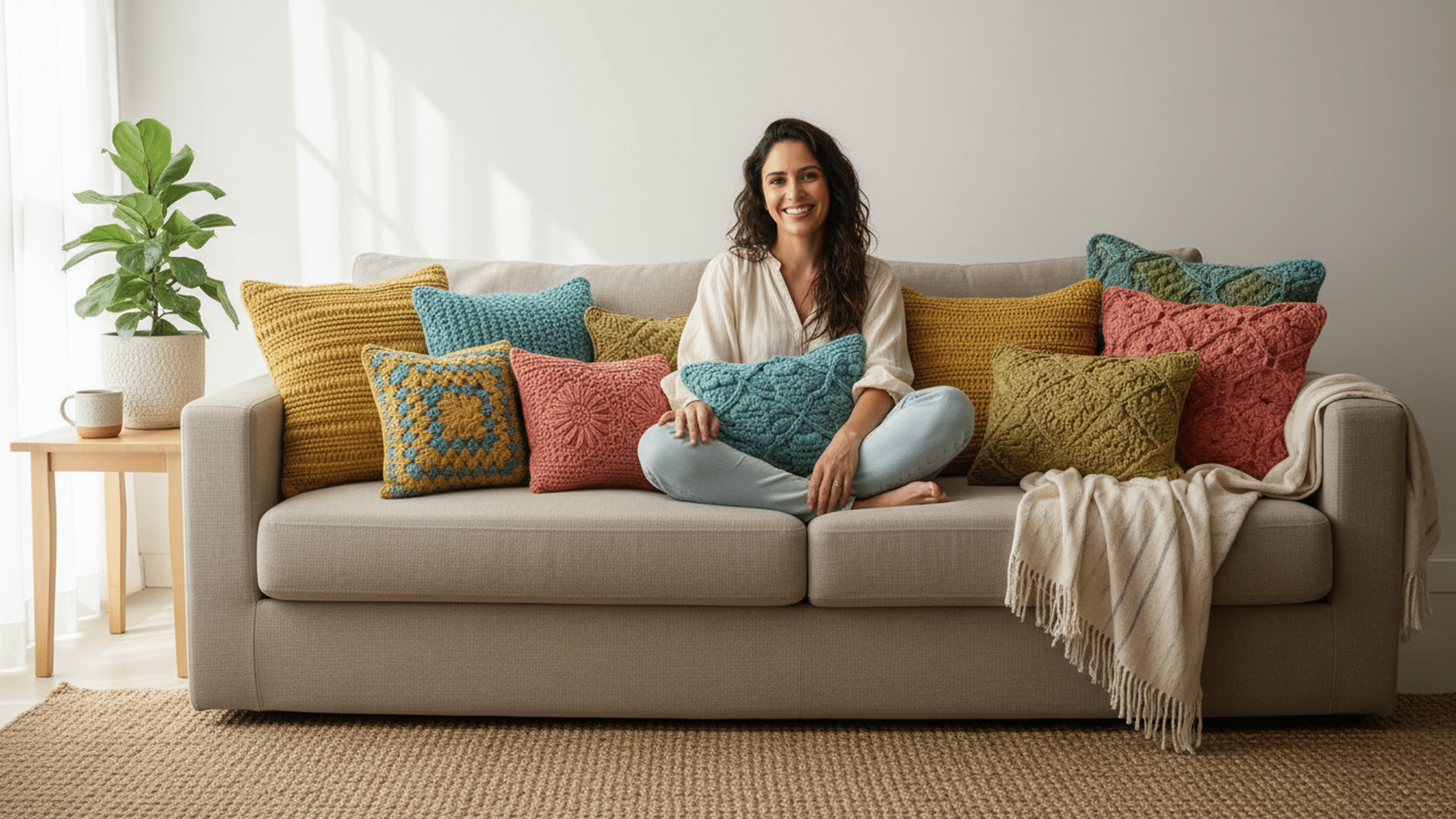 Almofadas de crochê coloridas que trazem alegria e estilo para a sua casa!