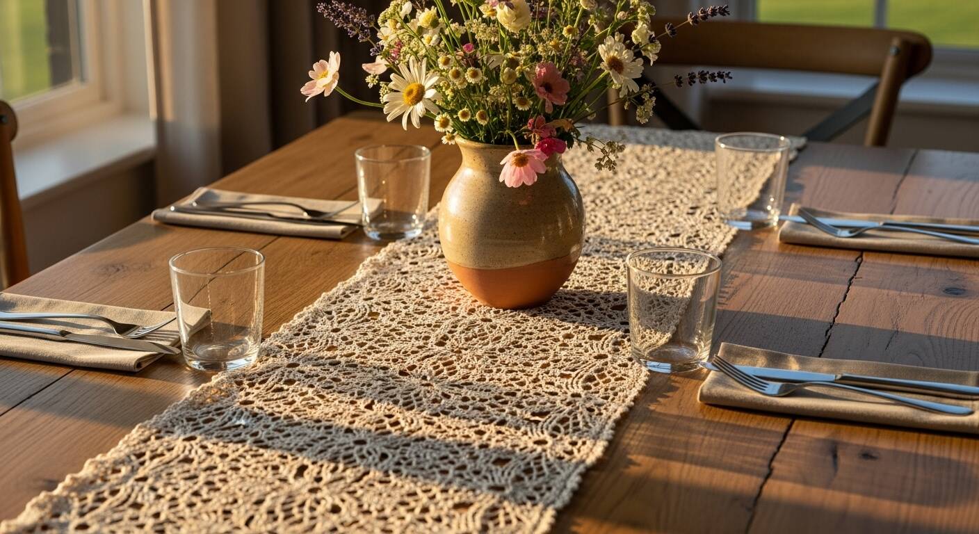 Dê um Toque Afetivo à sua Decoração com Caminhos de Mesa de Crochê