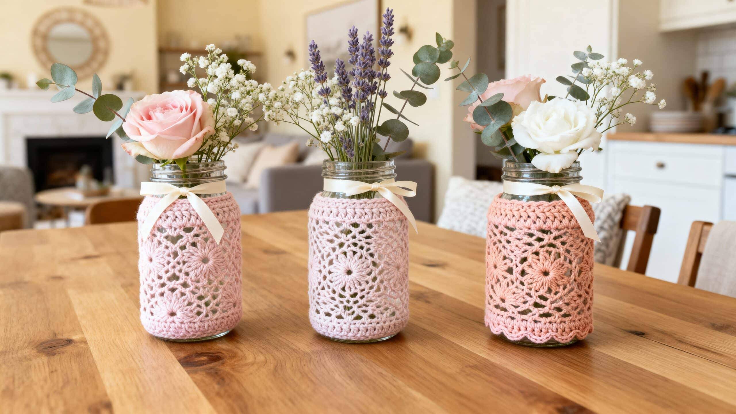 Do Lixo ao Luxo: Potes Reciclados Decorados com Crochê que Você Vai Amar Fazer