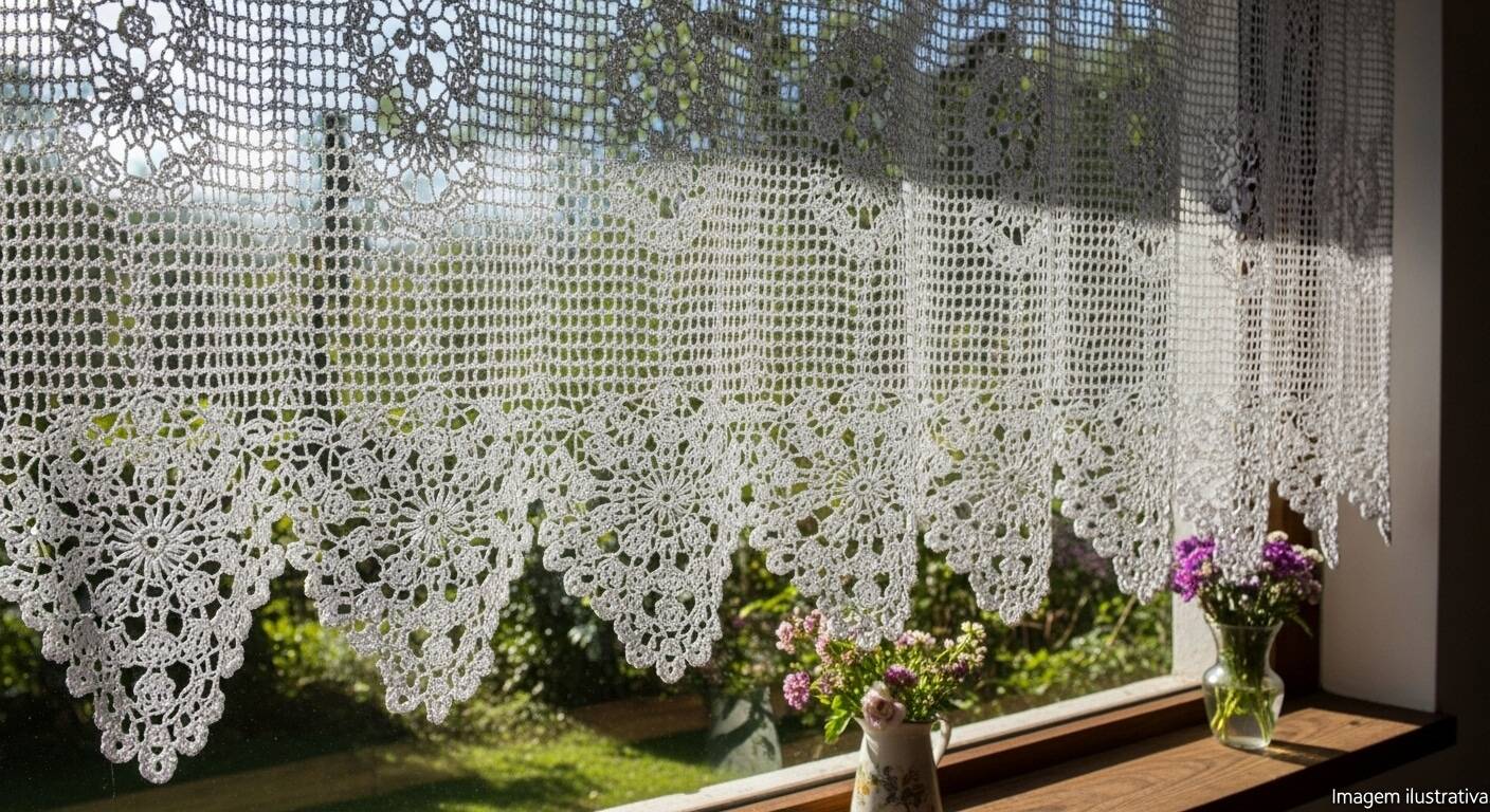 45 Cortinas de crochê com gráficos: inspiração e passo a passo para começar hoje!