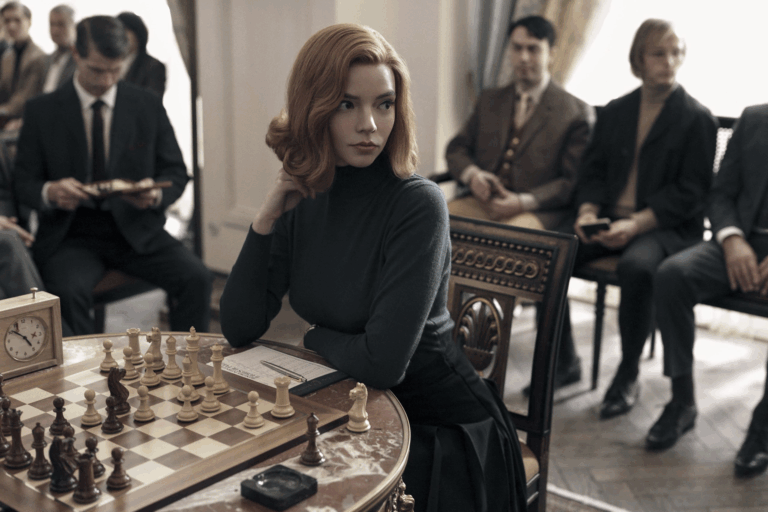 Imagem promocional da série ""The Queen’s Gambit" da Netflix, uma série que apresenta lições de inteligência emocional para inspiração no nosso cotidiano