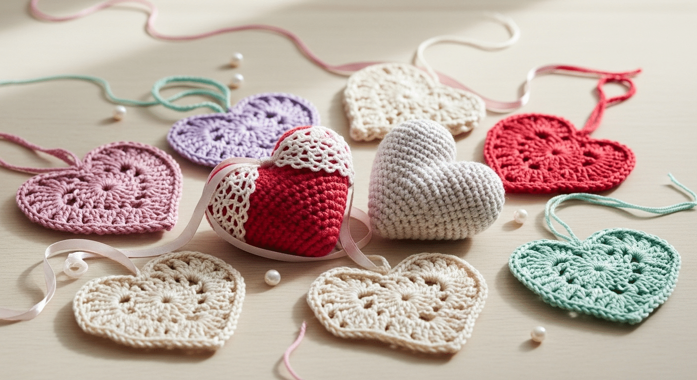 Corações de crochê lindos para criar decoração e acessórios encantadores!