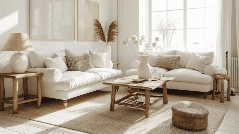 Ideia de decoração de sala seguindo a tendência do estilo escandinavo