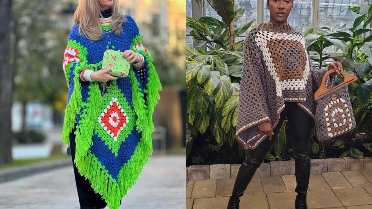 Ponchos de crochê artesanais para quem quer looks de elegantes e atemporais em 2025