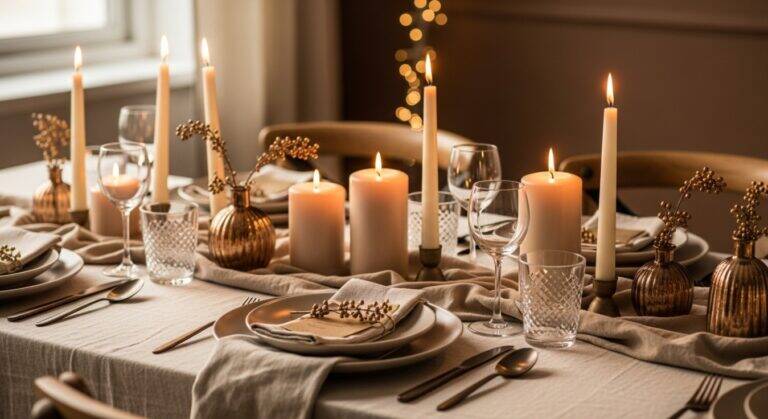 mesa decorada para o natal