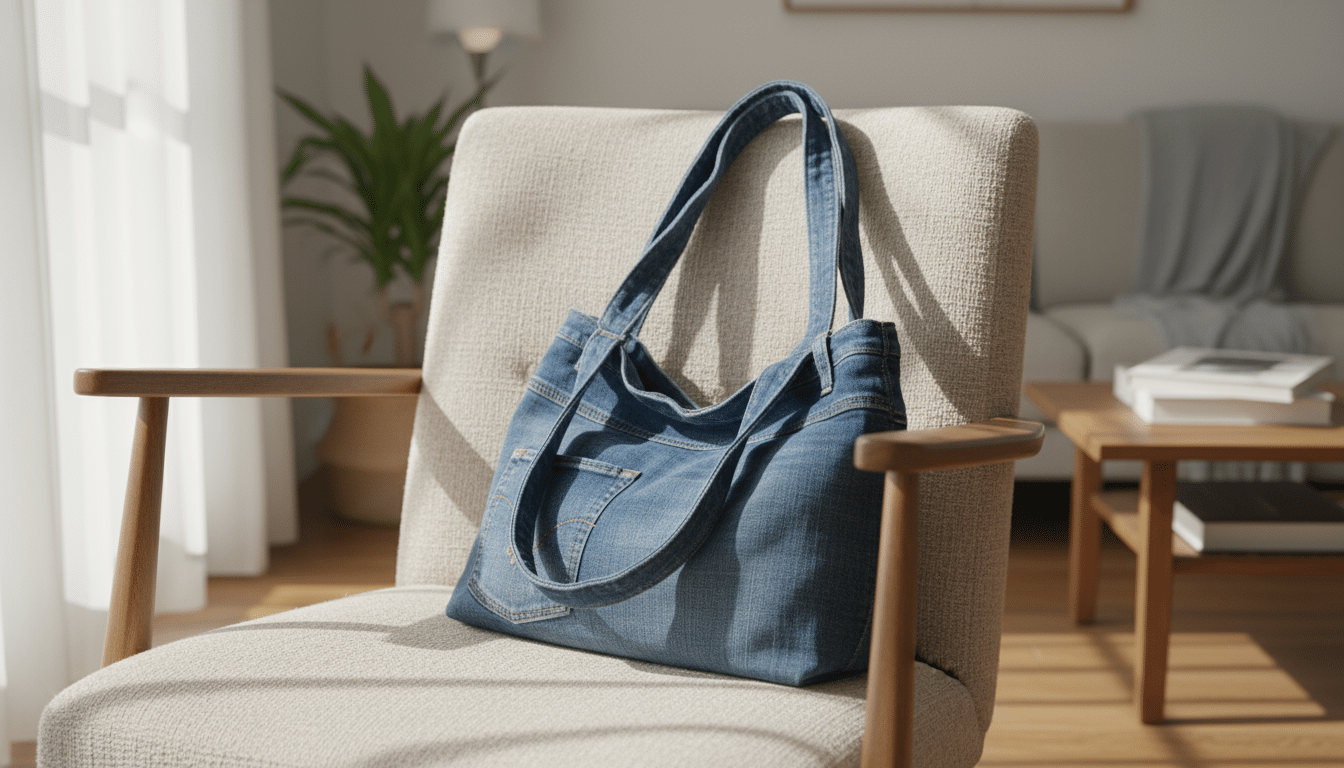 Jeans velho virou luxo: transforme sua calça em bolsa (sem costura)