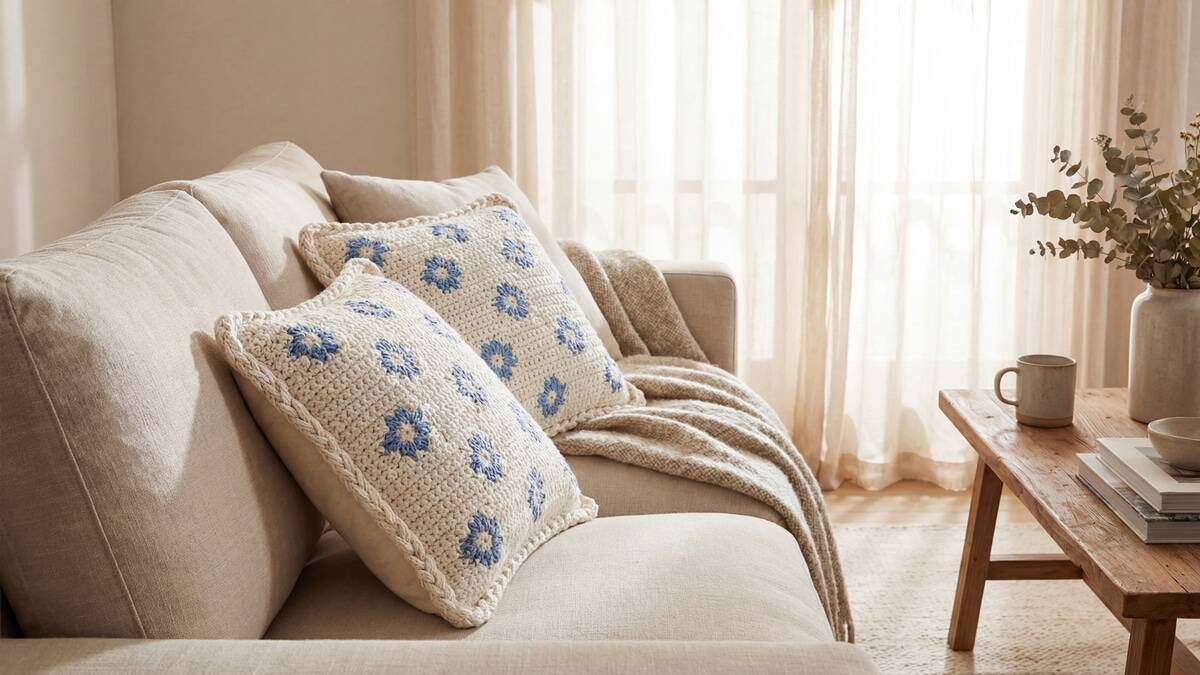 Almofadas de crochê encantadoras para decorar sua casa com charme e muito conforto