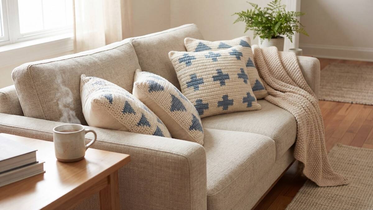 Almofadas de crochê com gráficos que deixam qualquer ambiente mais acolhedor!