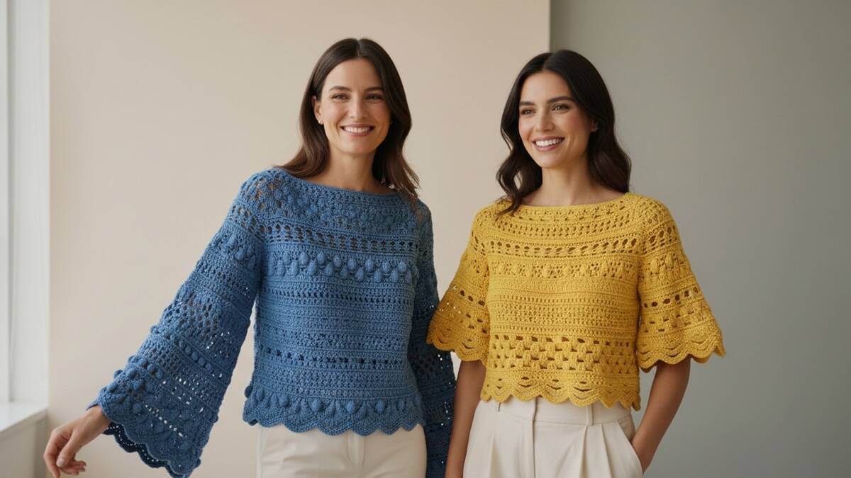 Pontos de crochê diferentes que transformam croppeds e blusas em peças únicas