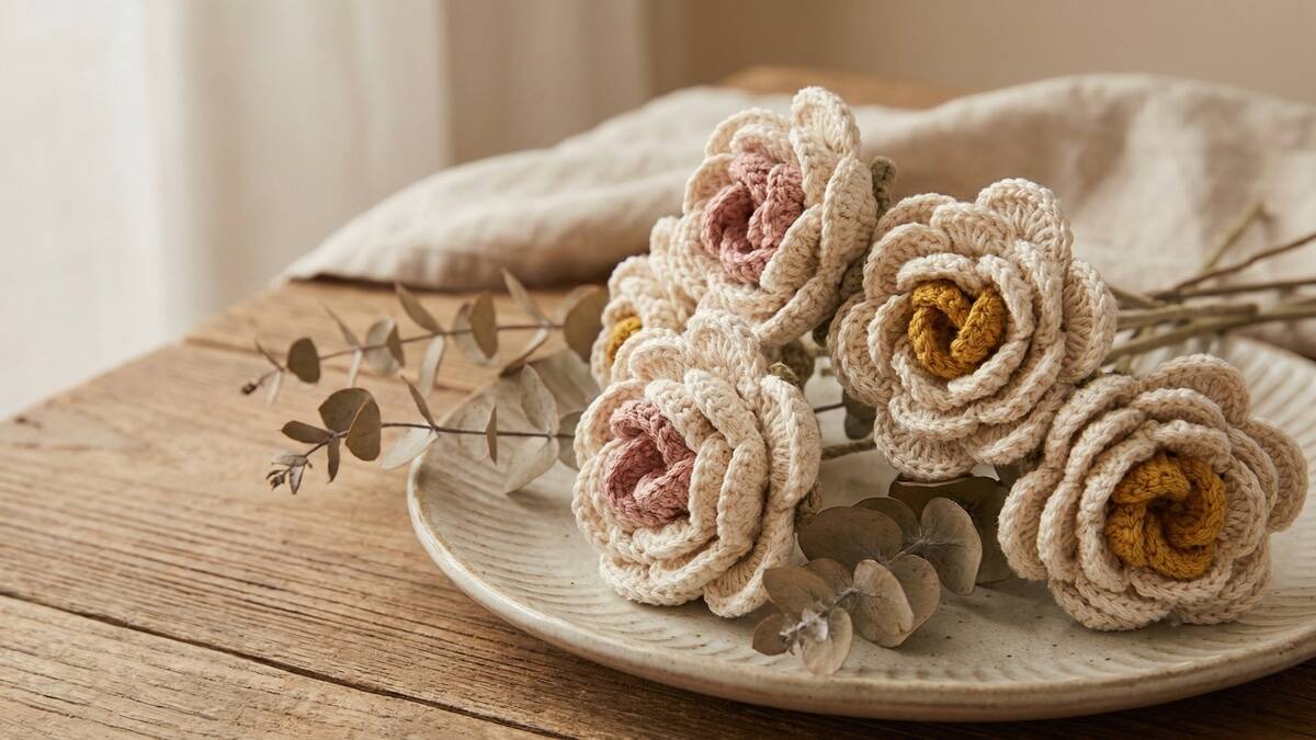 Flores de crochê criativas e delicadas que renovam a decoração da sua casa com charme