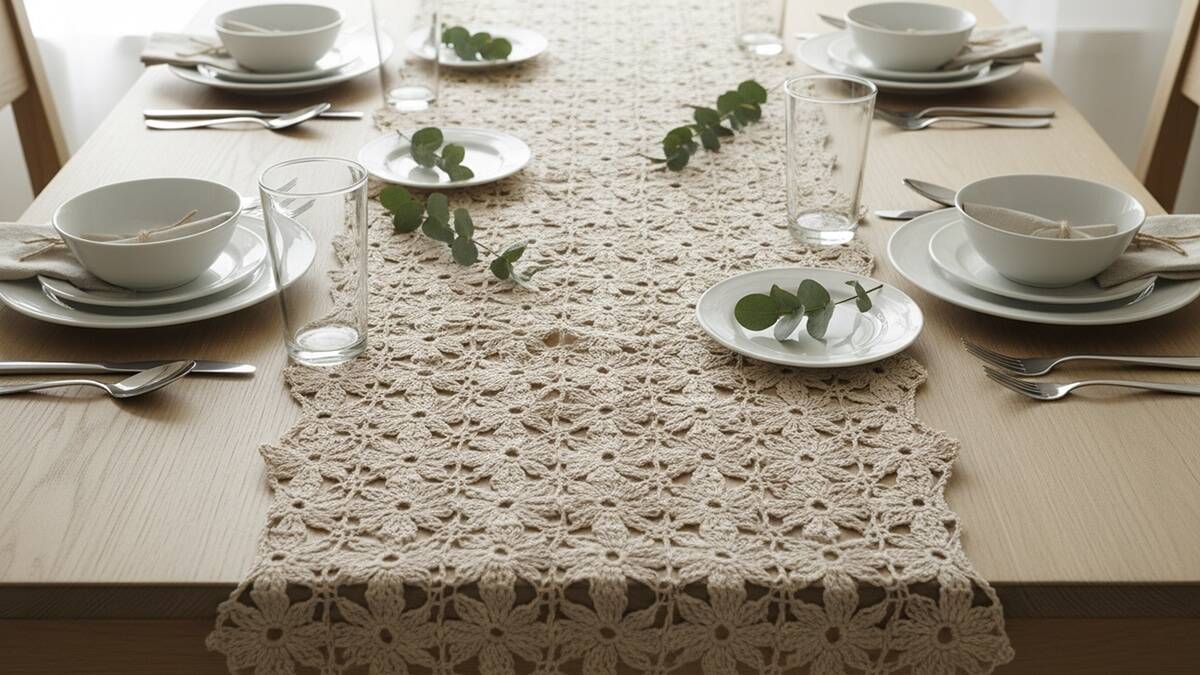 Mesa de jantar com crochê: toque artesanal que transforma o ambiente!