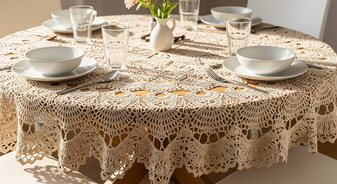 Como fazer toalhas de mesa redonda em crochê que valorizam qualquer ambiente