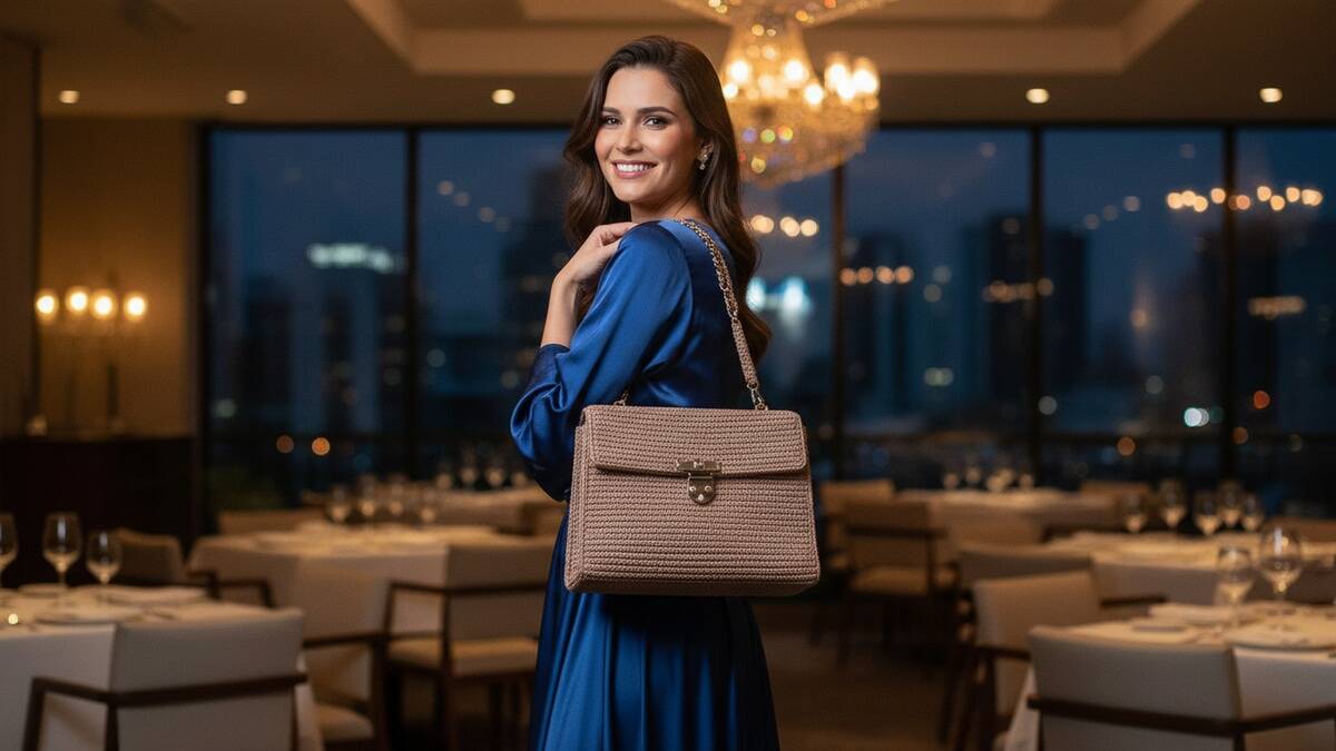 Bolsas de crochê em fio náutico com acabamento premium para um estilo impecável