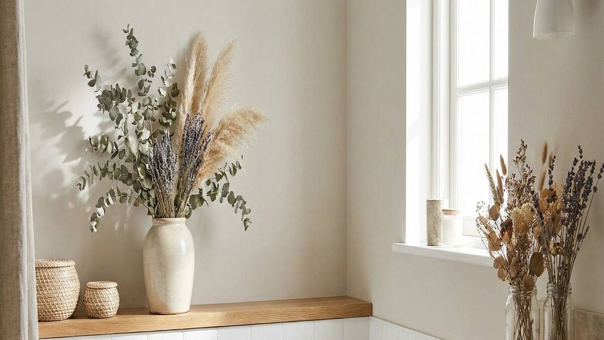 Surpreenda na decoração de Natal com plantas secas no banheiro