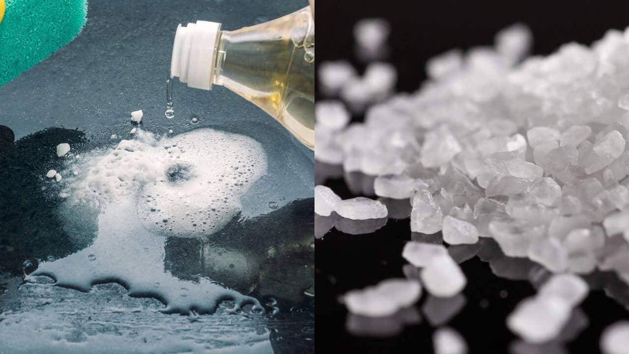 O truque de vinagre e sal das antigas que solta gordura impossível na cozinha