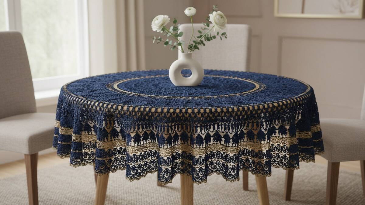 Toalhas de mesa redondas em crochê que encantam com detalhes impressionantes