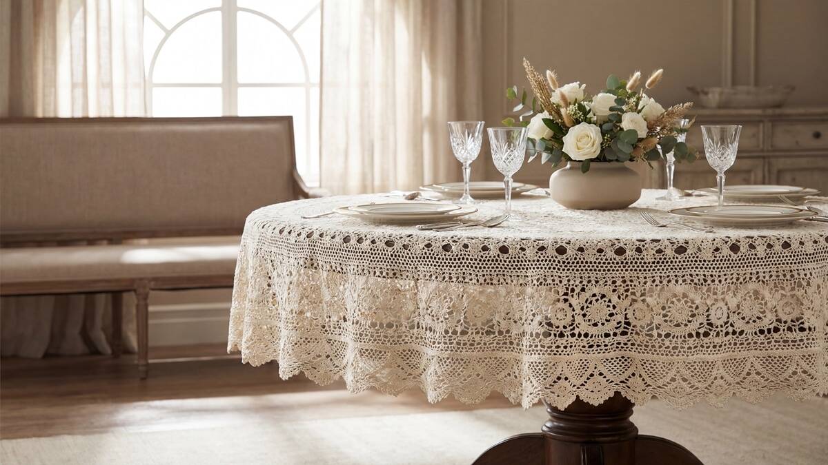 Descubra toalhas de mesa de crochê de luxo que elevam sua decoração e rendem lucro