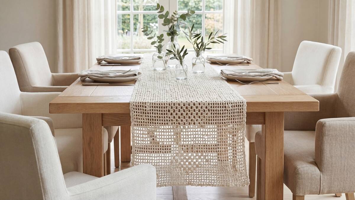 15 trilhos de mesa em crochê para iniciantes que querem criar peças encantadoras