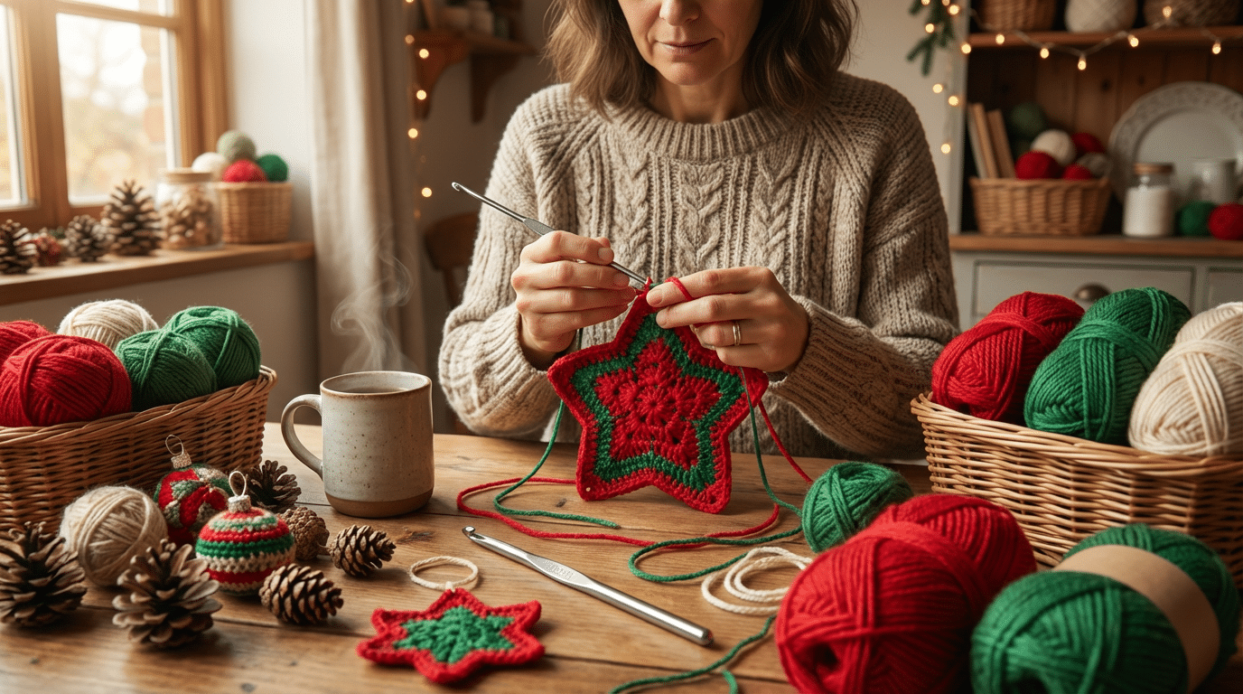 Decoração de Natal em crochê: ideias criativas para encantar clientes e convidados