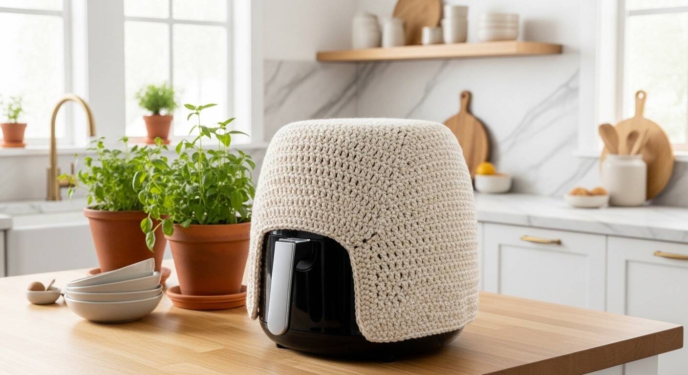 Capa de Air Fryer em crochê: estrutura e elegância na bancada