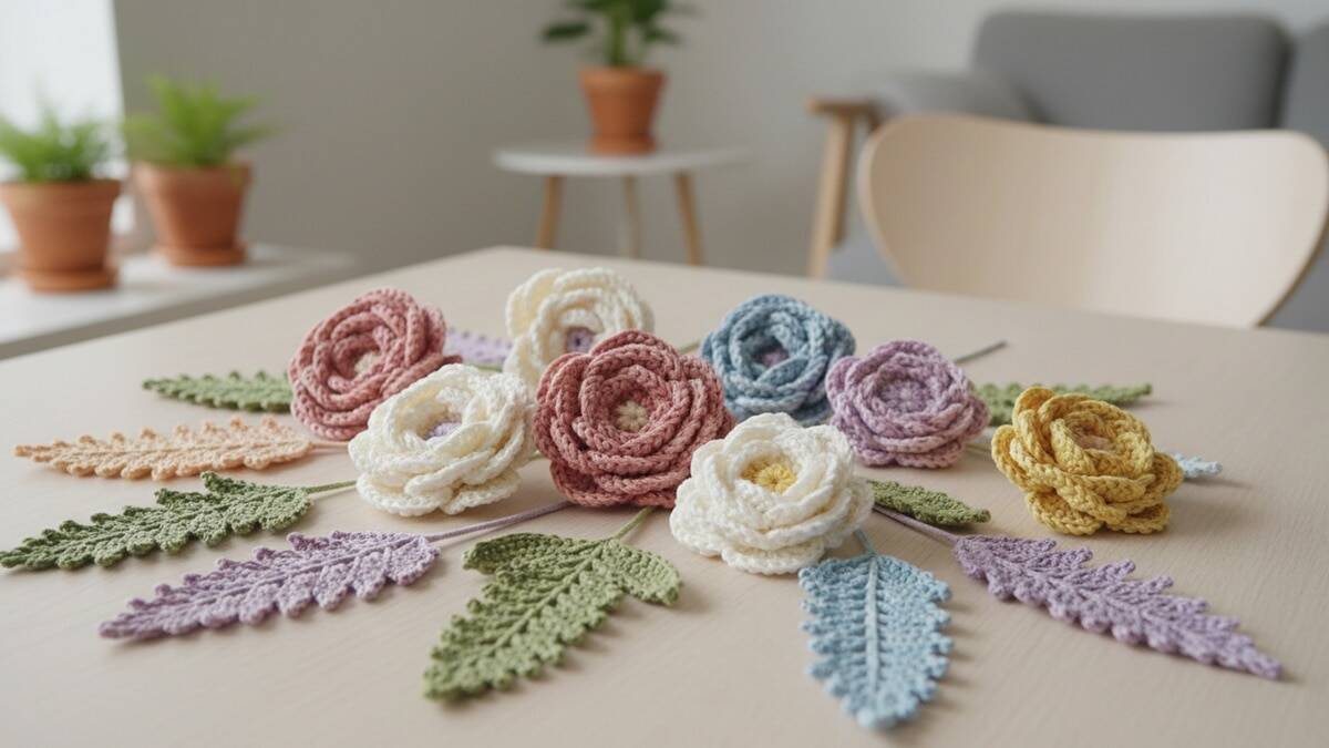 Crochê moderno com flores, folhas e peças lindas para a sua decoração