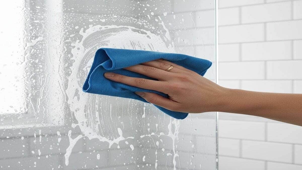 Aplique 400 ml de água com um detergente para desembaçar o box do banheiro