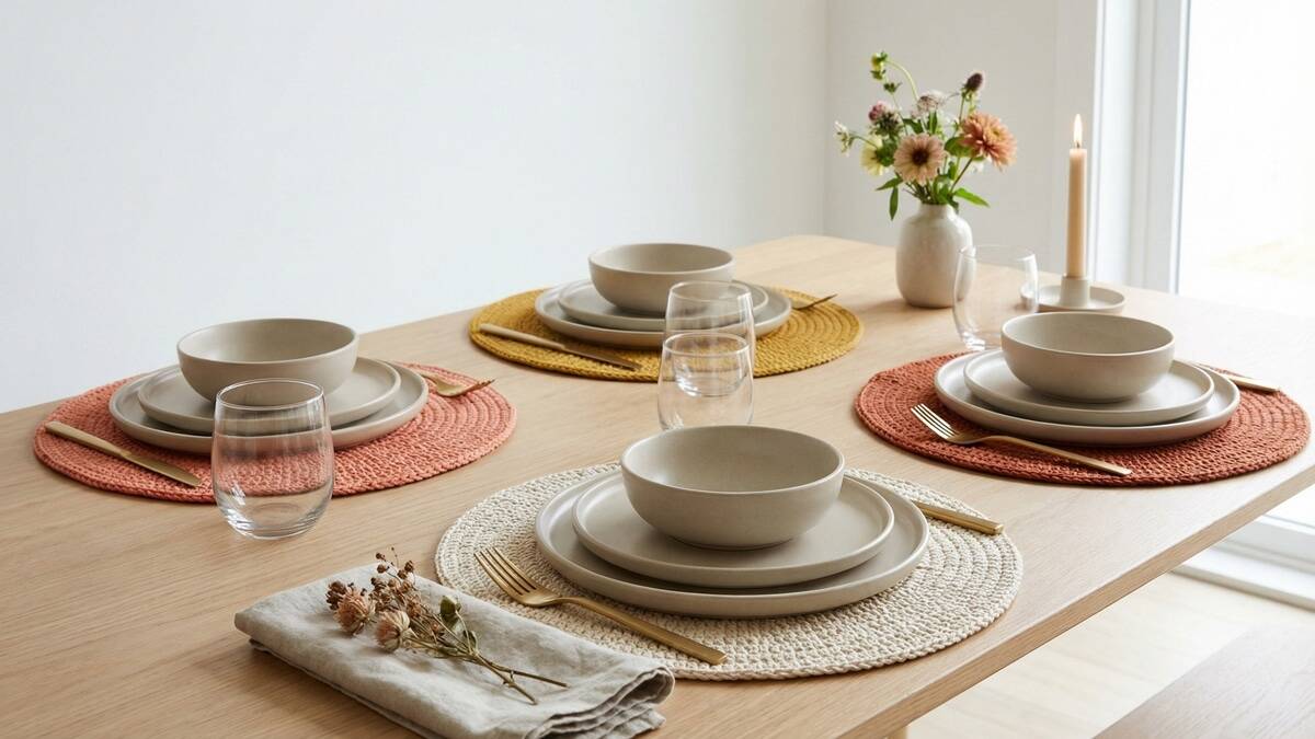 A tendência dos sousplats de crochê colorido que encanta na decoração da mesa