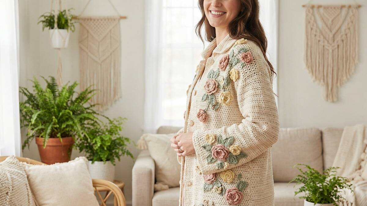 Inspirações de casacos de crochê floral para você criar peças encantadoras + vídeo aula!