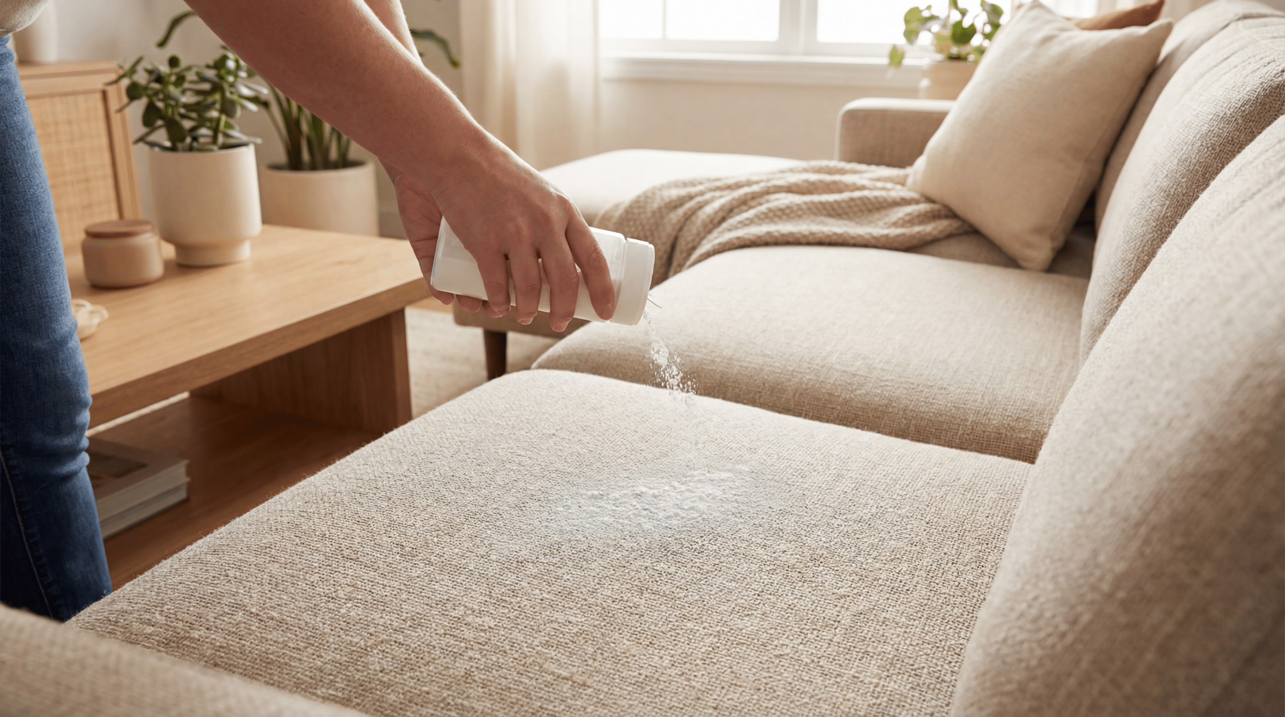 Como deixar o sofá novo em 5 minutos com limpeza a seco feita em casa