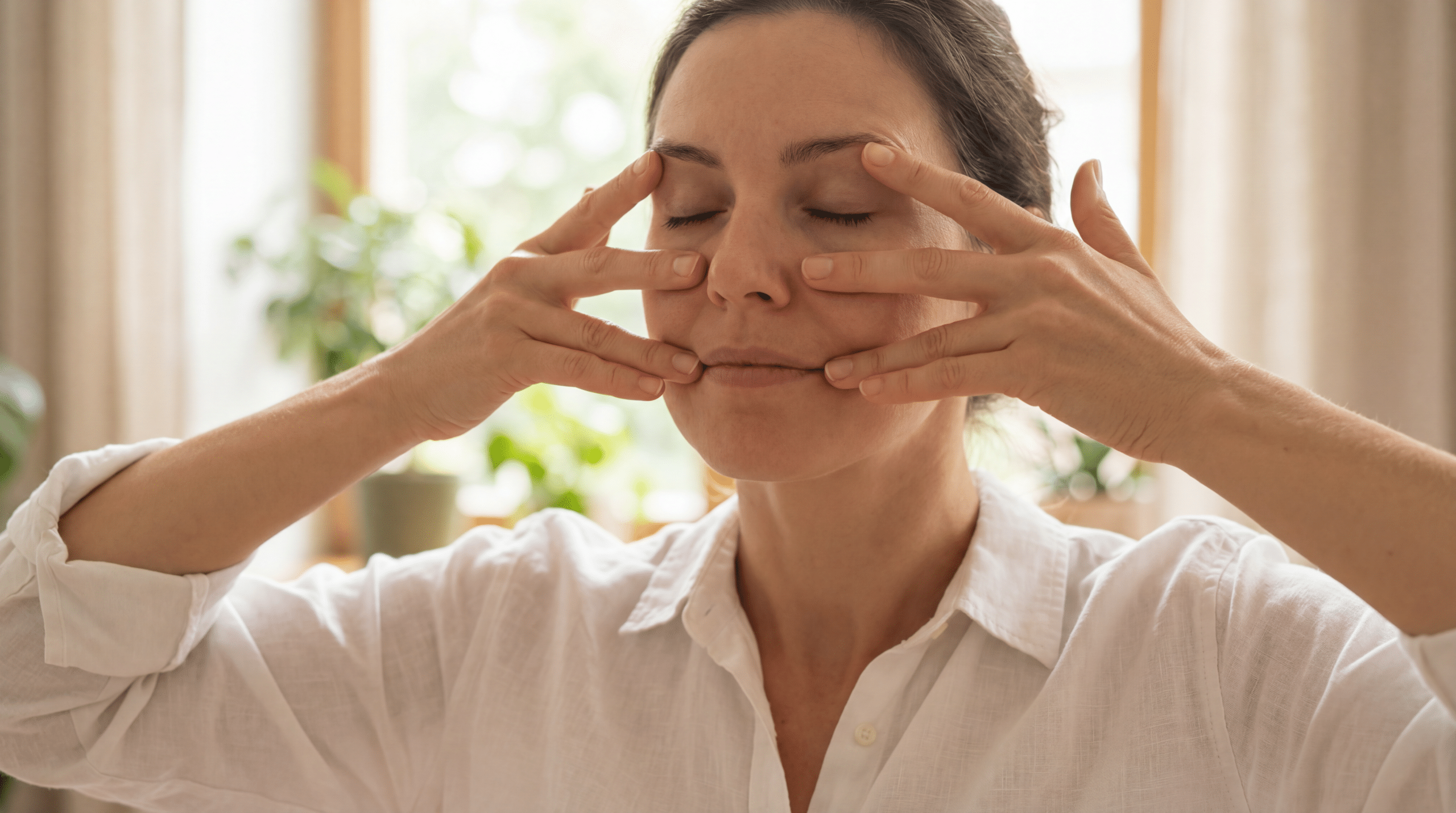 Yoga Facial em 2 minutos para levantar o olhar e suavizar o bigode chinês