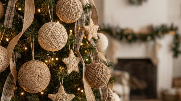 bolas de barbante para árvore de Natal