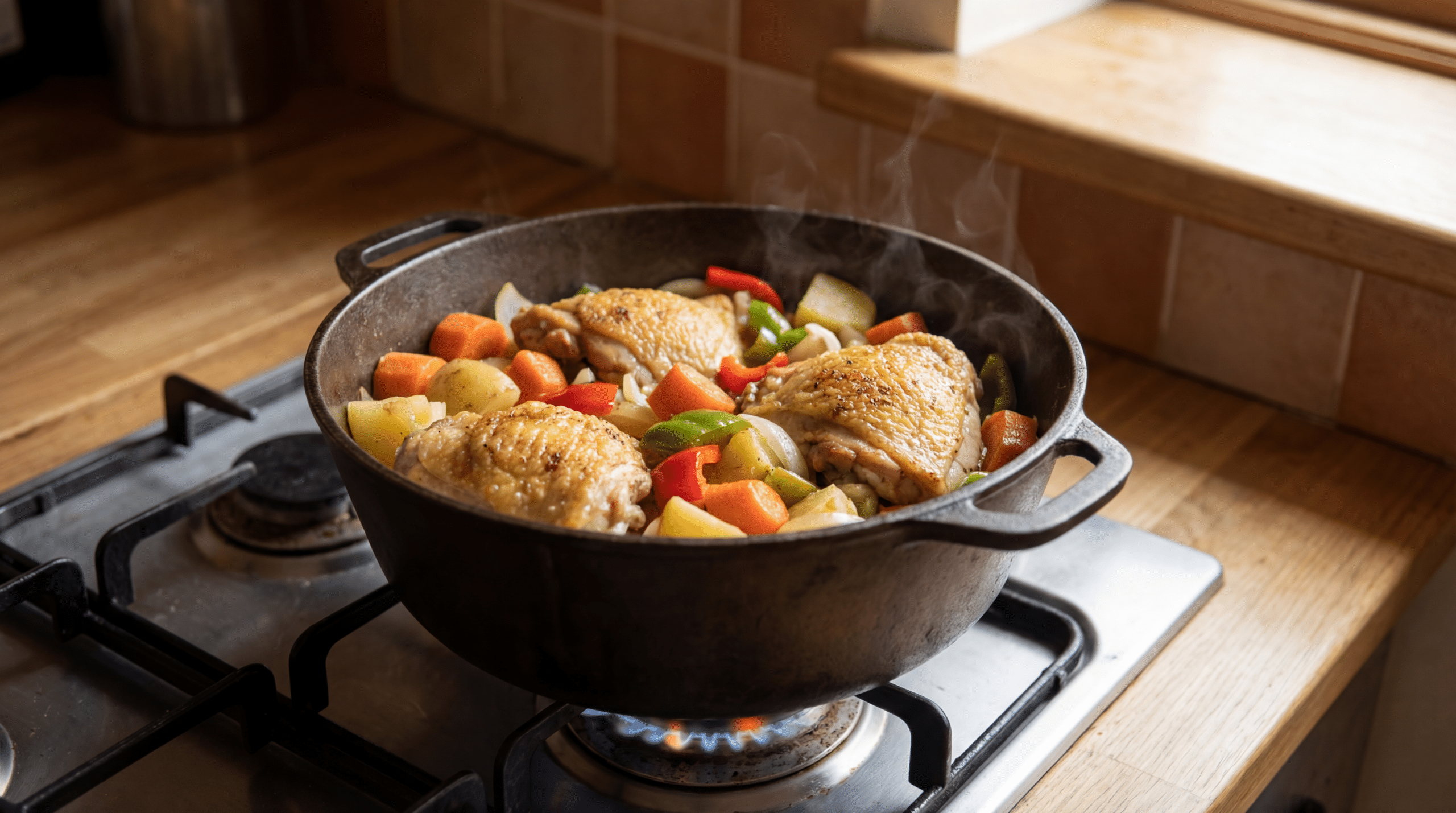 Jantar de ‘uma panela só’: A receita de frango e legumes que não suja louça