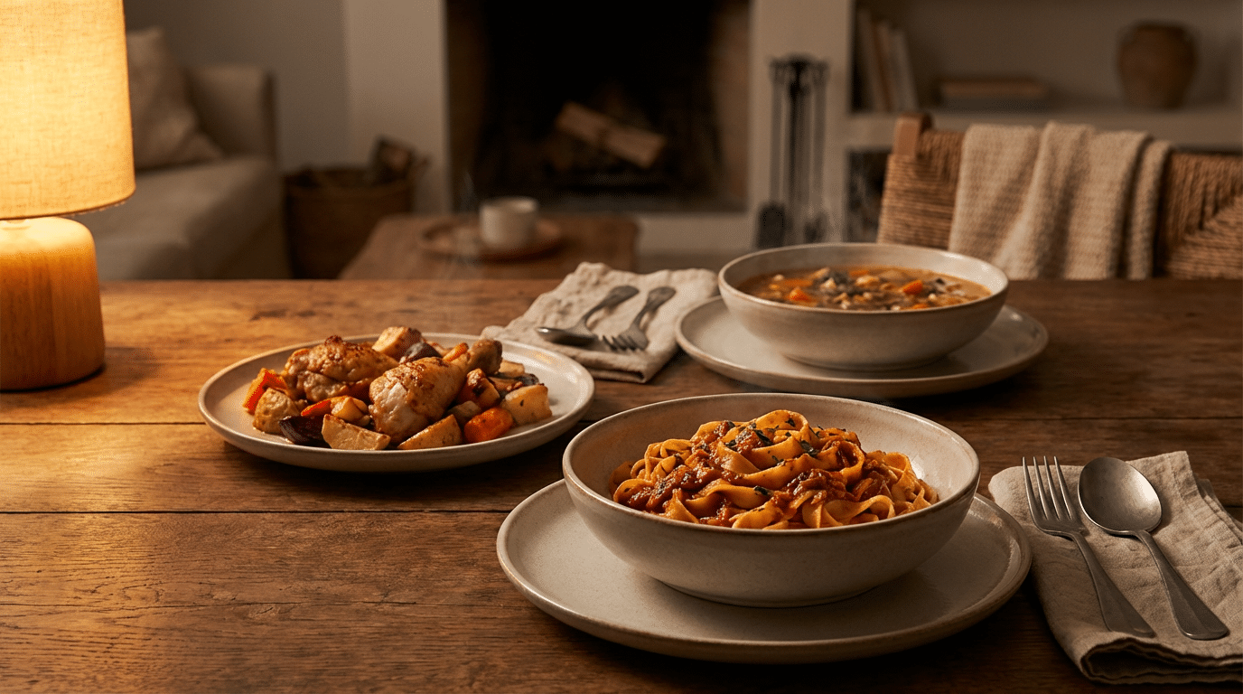 10 jantares de 30 minutos para dois, com sabor de comida usando poucas panelas