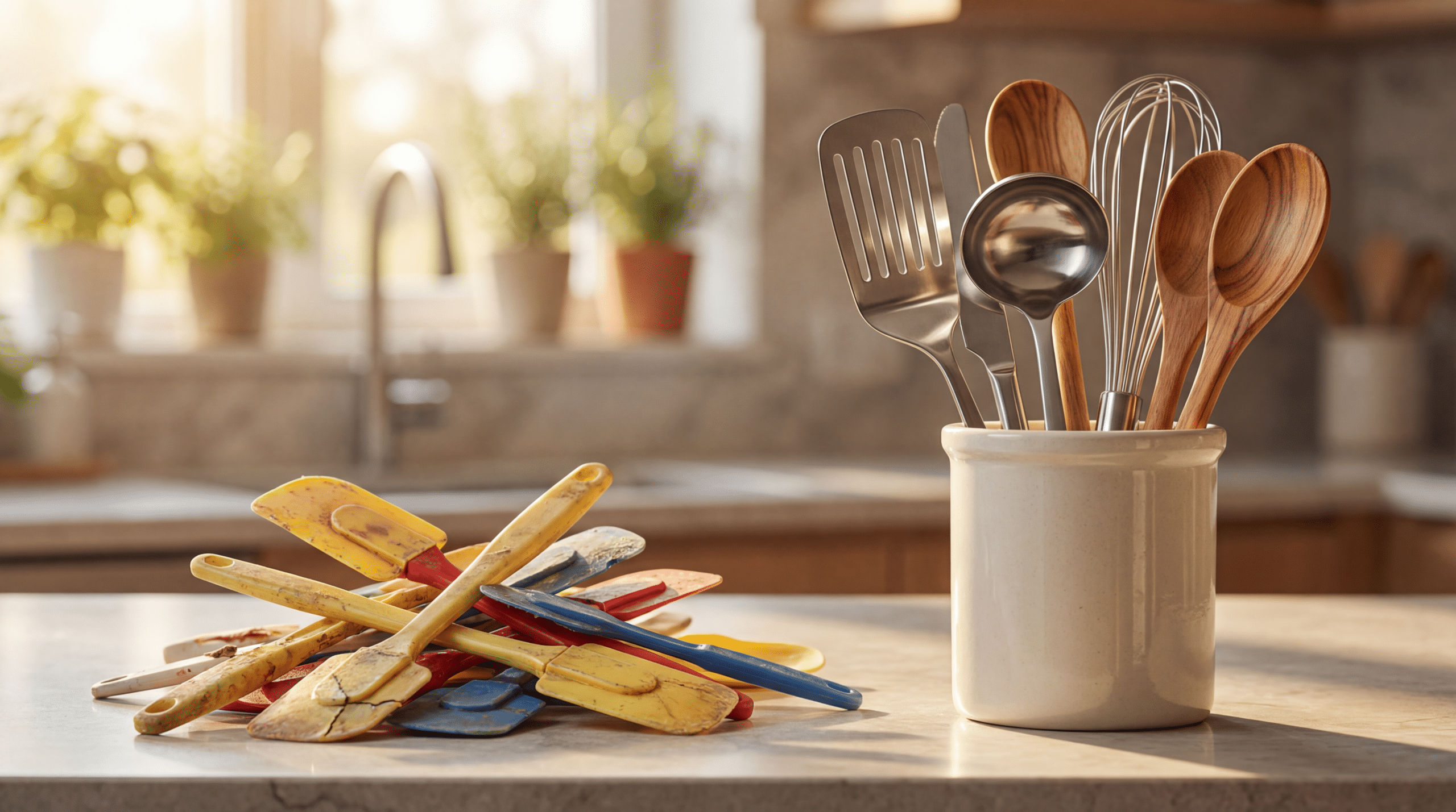 Por que é recomendável remover seus utensílios de plástico da cozinha