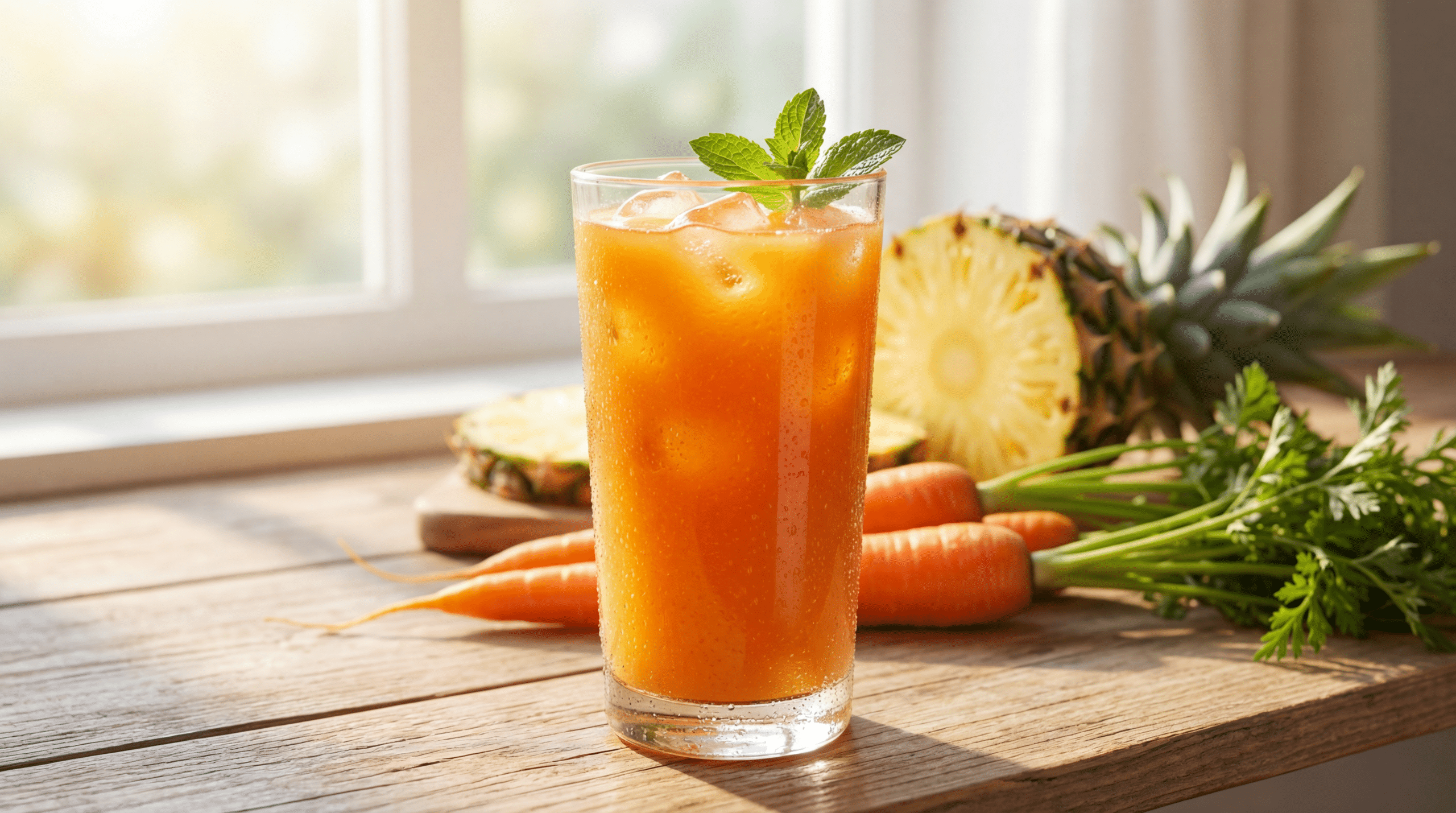 Quais são os benefícios do suco de abacaxi e cenoura?