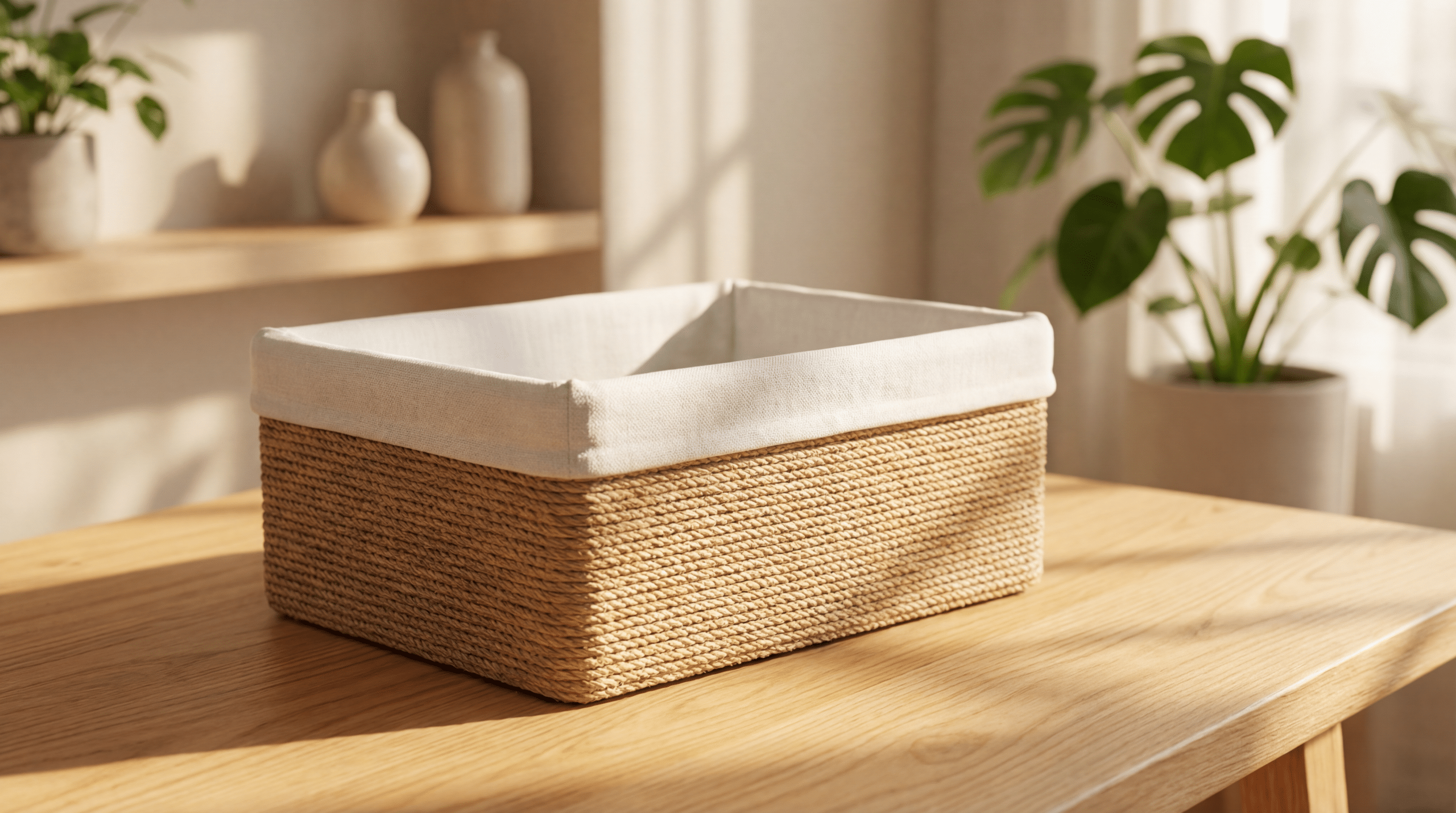 Não descarte as caixas de papelão: cestos organizadores “estilo boho” saem com corda de sisal