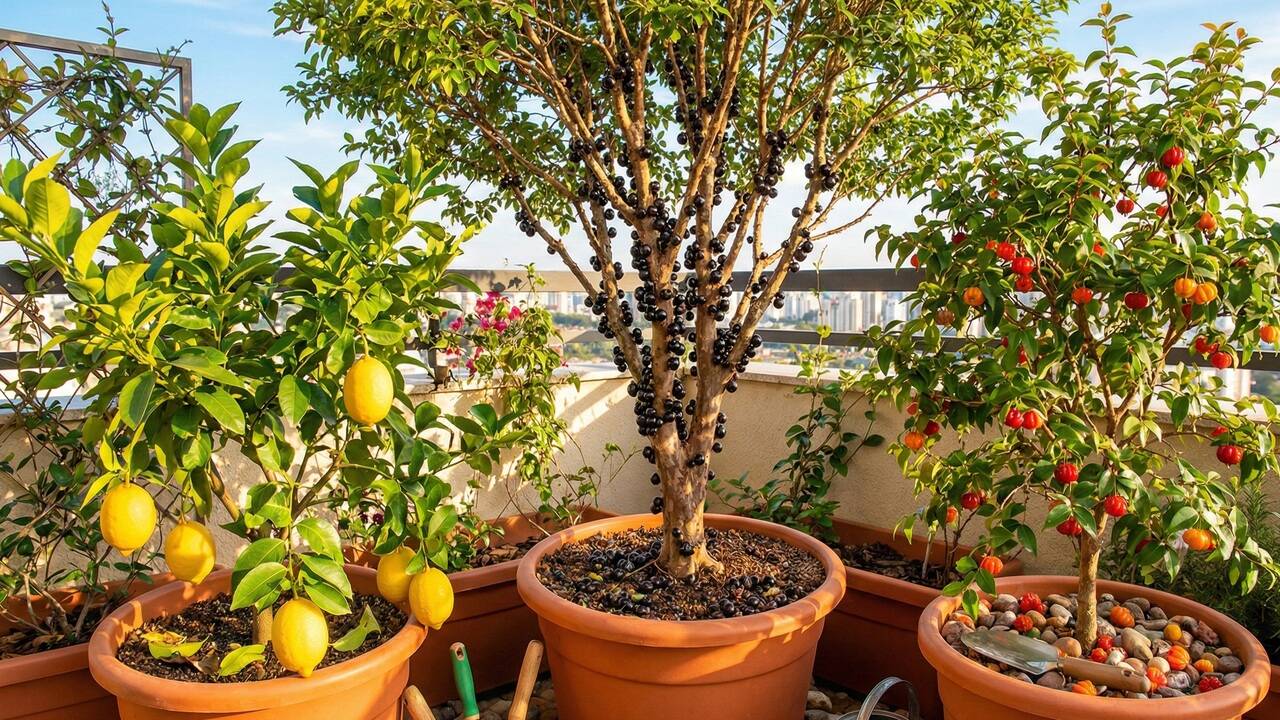 Pomar em vaso com estas 3 árvores frutíferas ideais para cultivar em casa ou ap