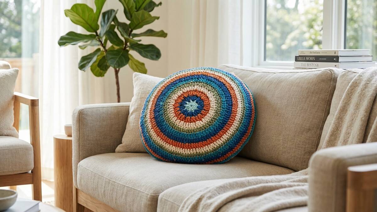 Adicione um charme extra na sua decoração com almofadas de crochê redondas