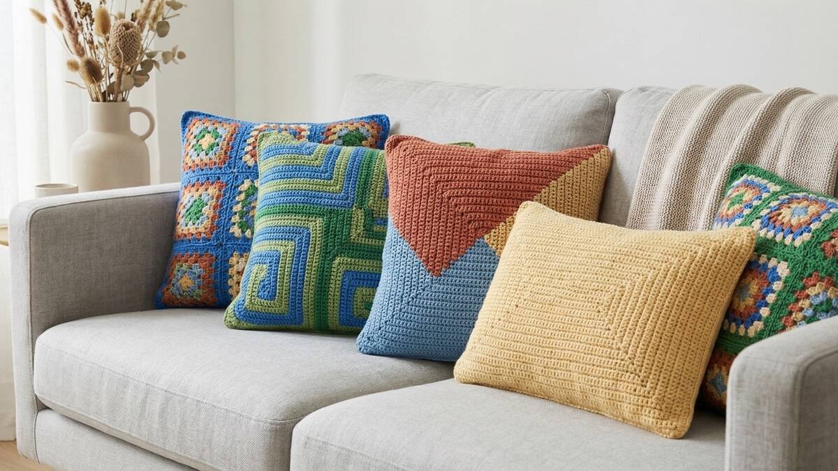 Encha sua casa de vida com estas almofadas de crochê coloridas