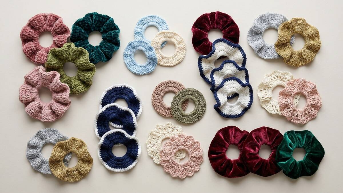 Conquiste clientes com 21 scrunchies de crochê rápidos e lindos
