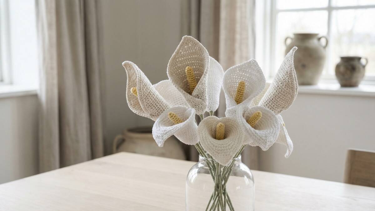 Aprenda a fazer flores copo de leite em crochê com gráficos!