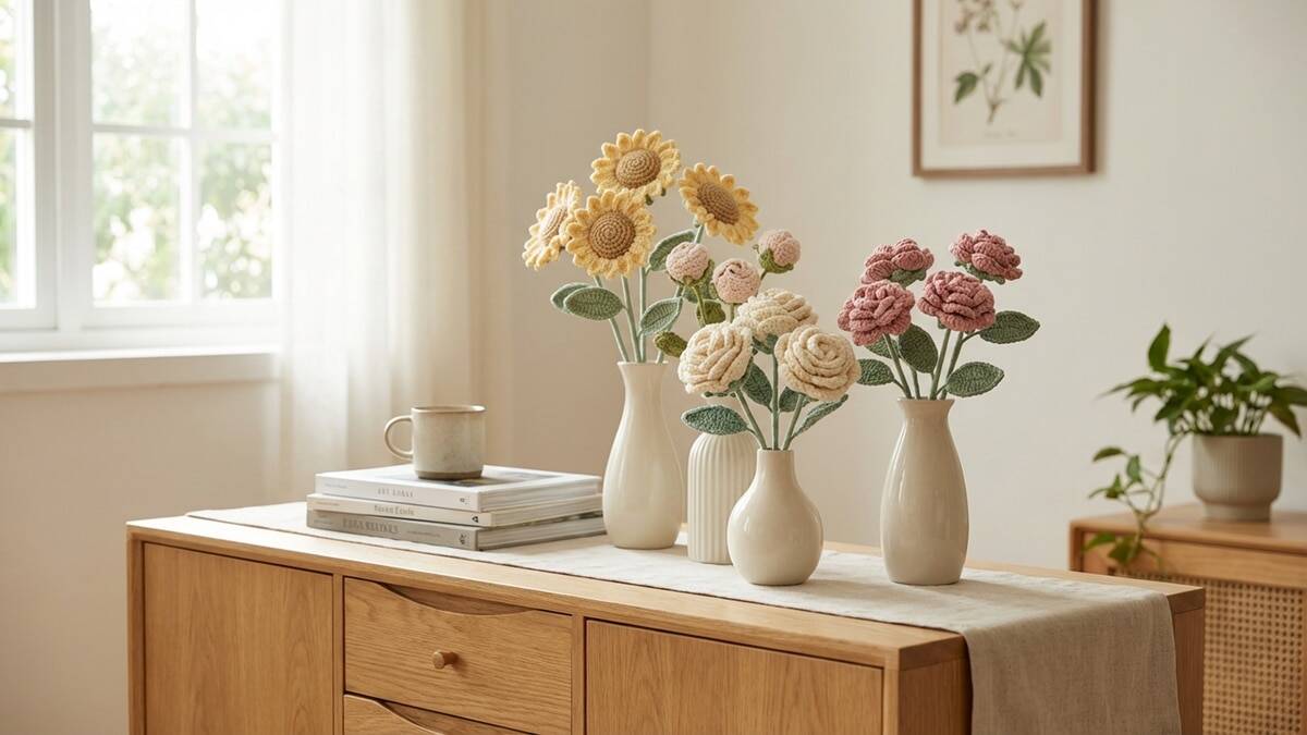 Traga mais vida para sua casa com lindas flores de crochê