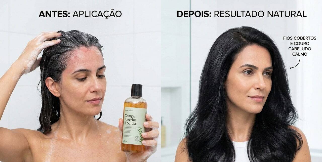 O shampoo que hidrata, acalma o couro cabeludo e cobre os fios brancos