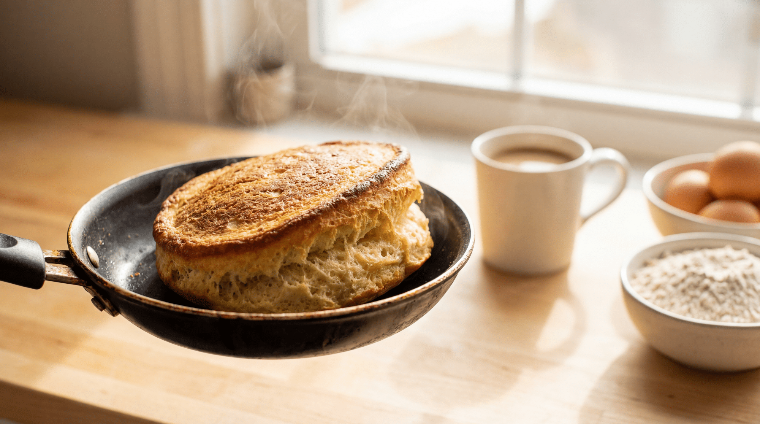 Pão de 3 ingredientes na frigideira: A substituição perfeita (e sem glúten) para o pão francês no café da manhã