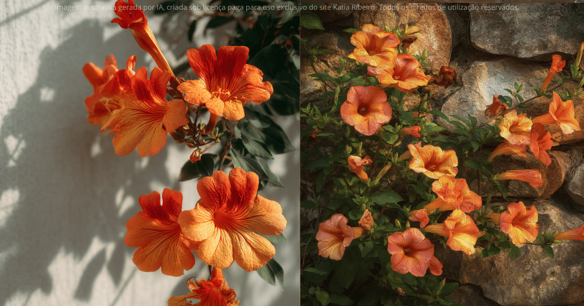 A trepadeira gigante que floresce rápido e reveste muros com flores lindas de cores vibrantes